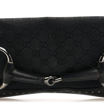 Gucci Monogram Studded Horsebit Clutch Black 8 of 10