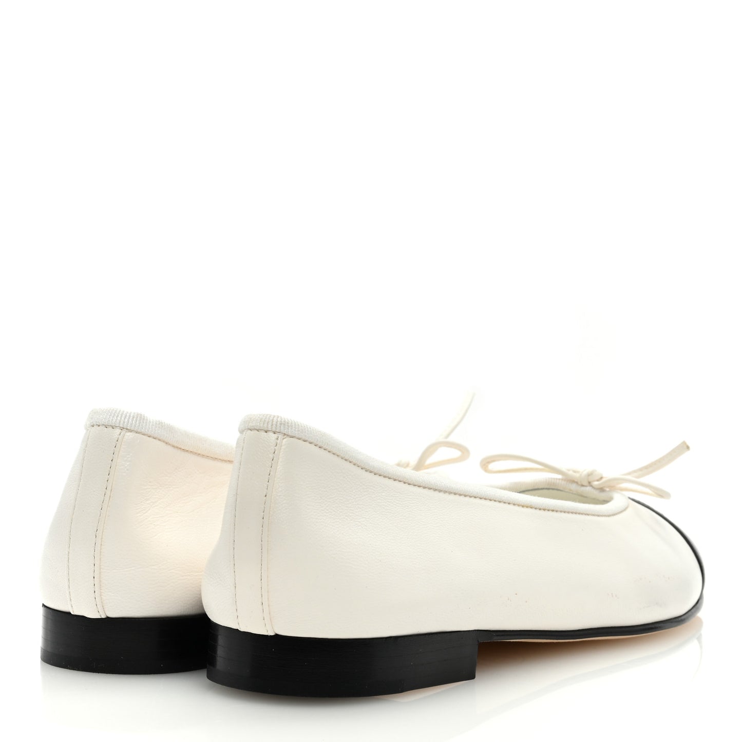 Lambskin Cap Toe CC Ballerina Flats 36.5 White Black