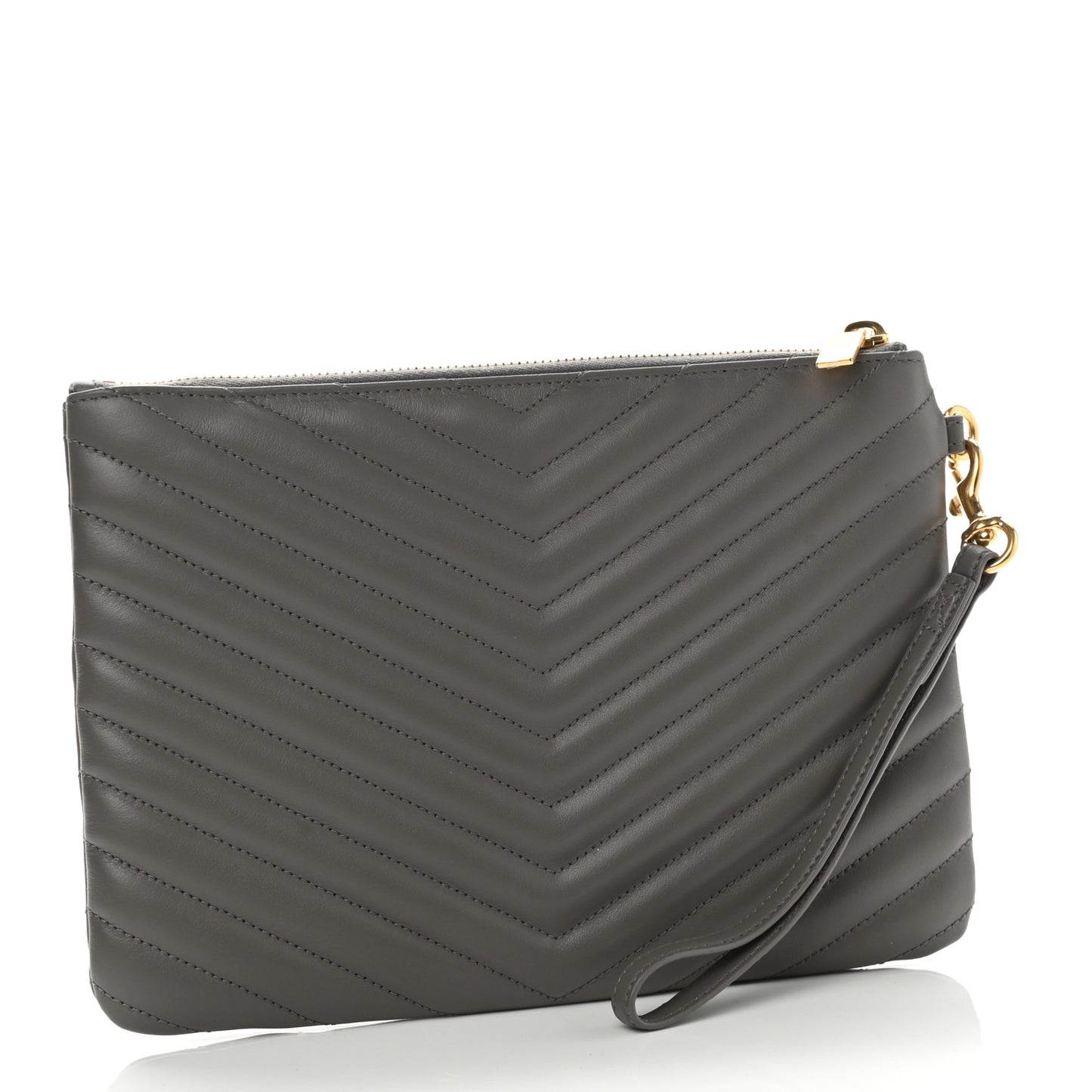 Calfskin Matelasse Chevron Monogram A5 Wristlet Earth