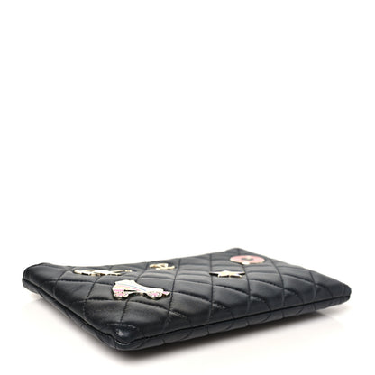 Chanel Lambskin Quilted Hollywood Charms Cosmetic Case Black 4 of 9