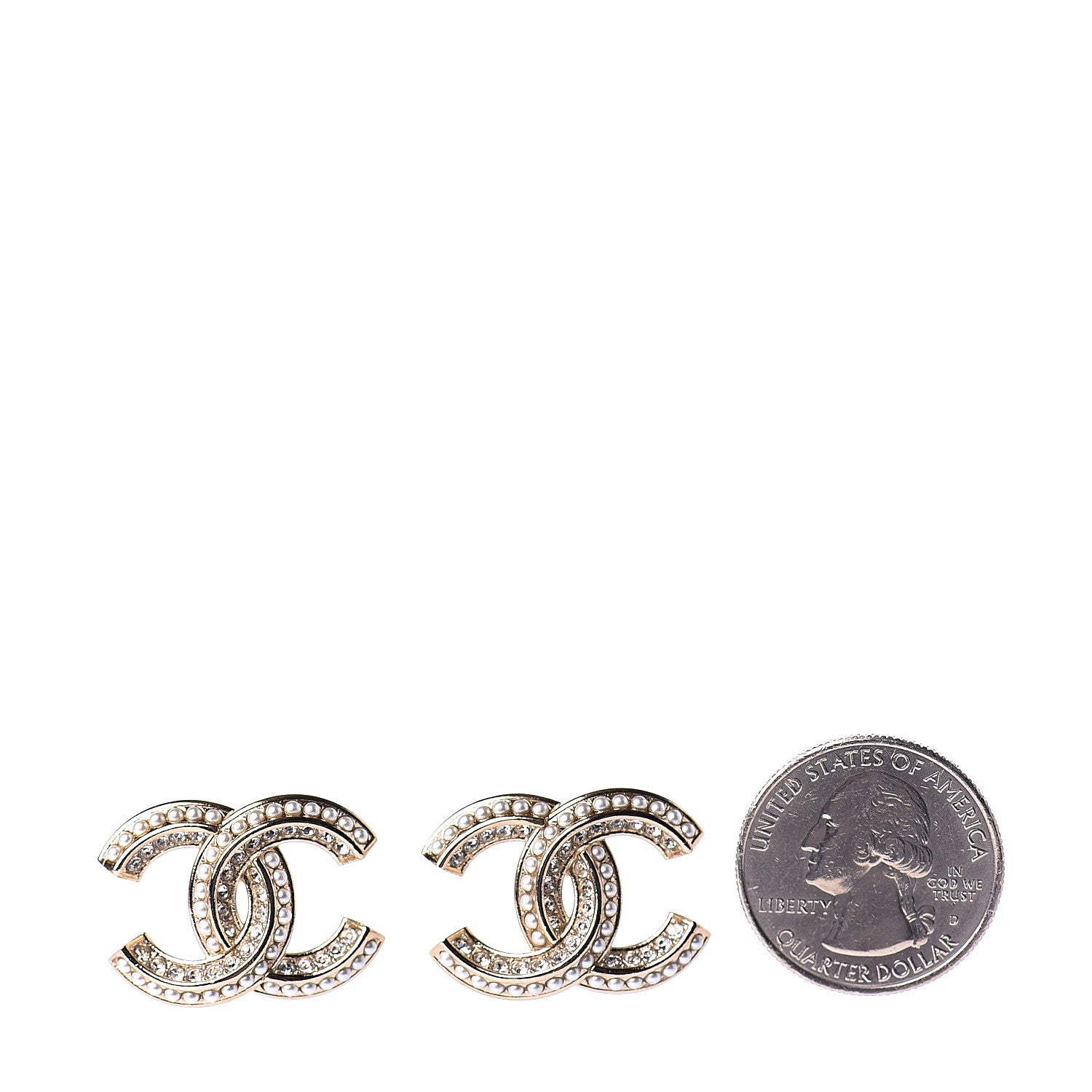 Chanel Crystal Pearl Chain Mania CC Earrings Gold 2 of 5