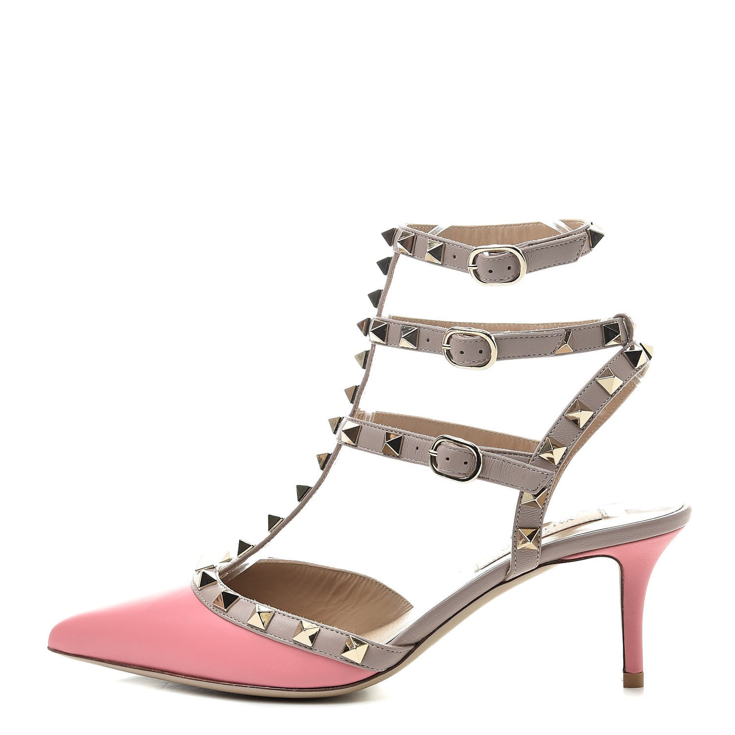 Nappa Rockstud Ankle Strap 65mm Pumps 36.5 Paradise Rose Poudre