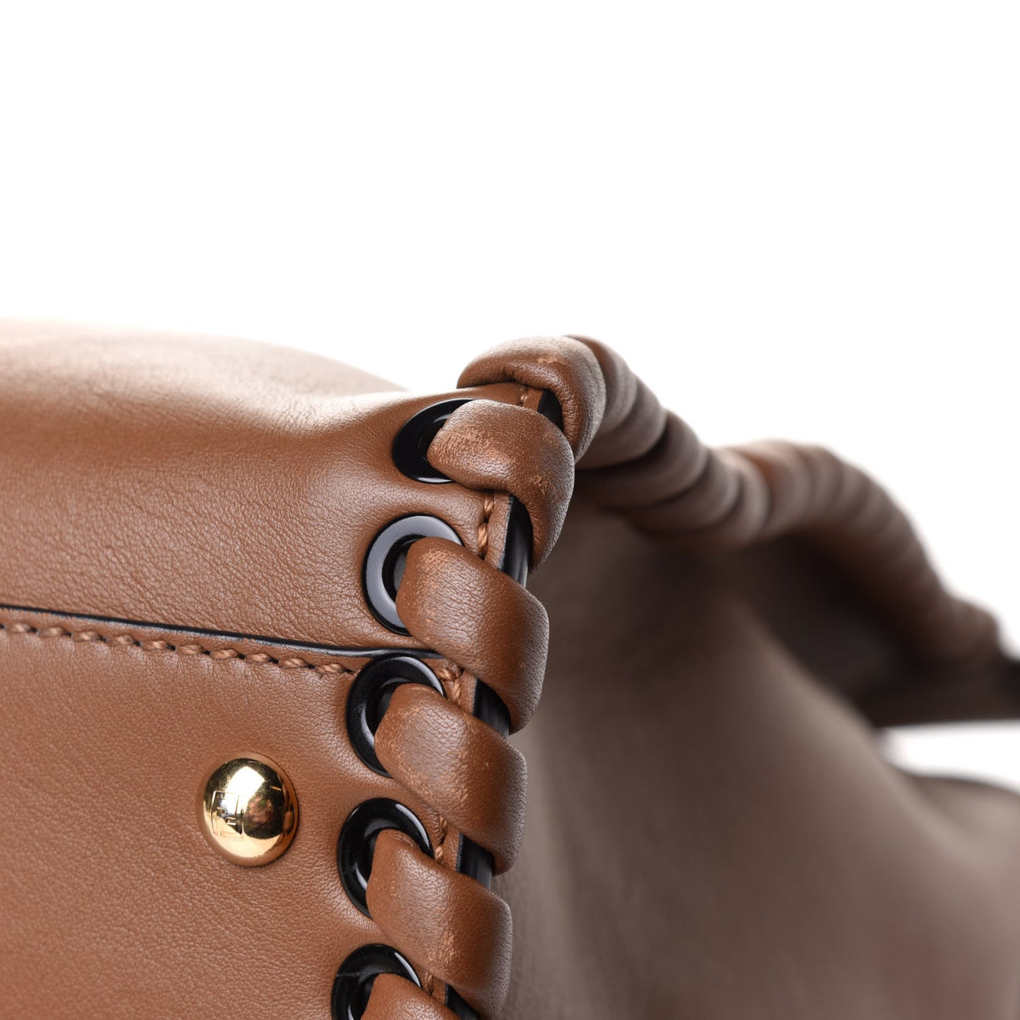 Calfskin Lace Up Large Peekaboo Iconic Satchel Cognac