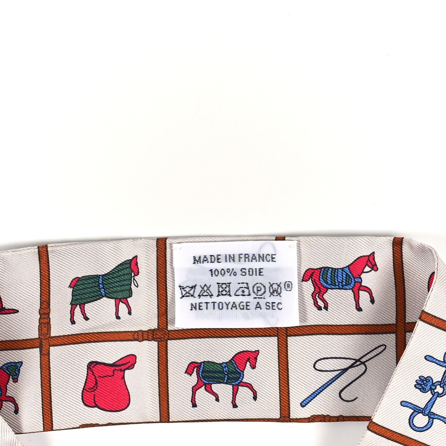 Hermes Silk Couvertures Et Tenues Twilly Creme Brun Rose 3 of 4