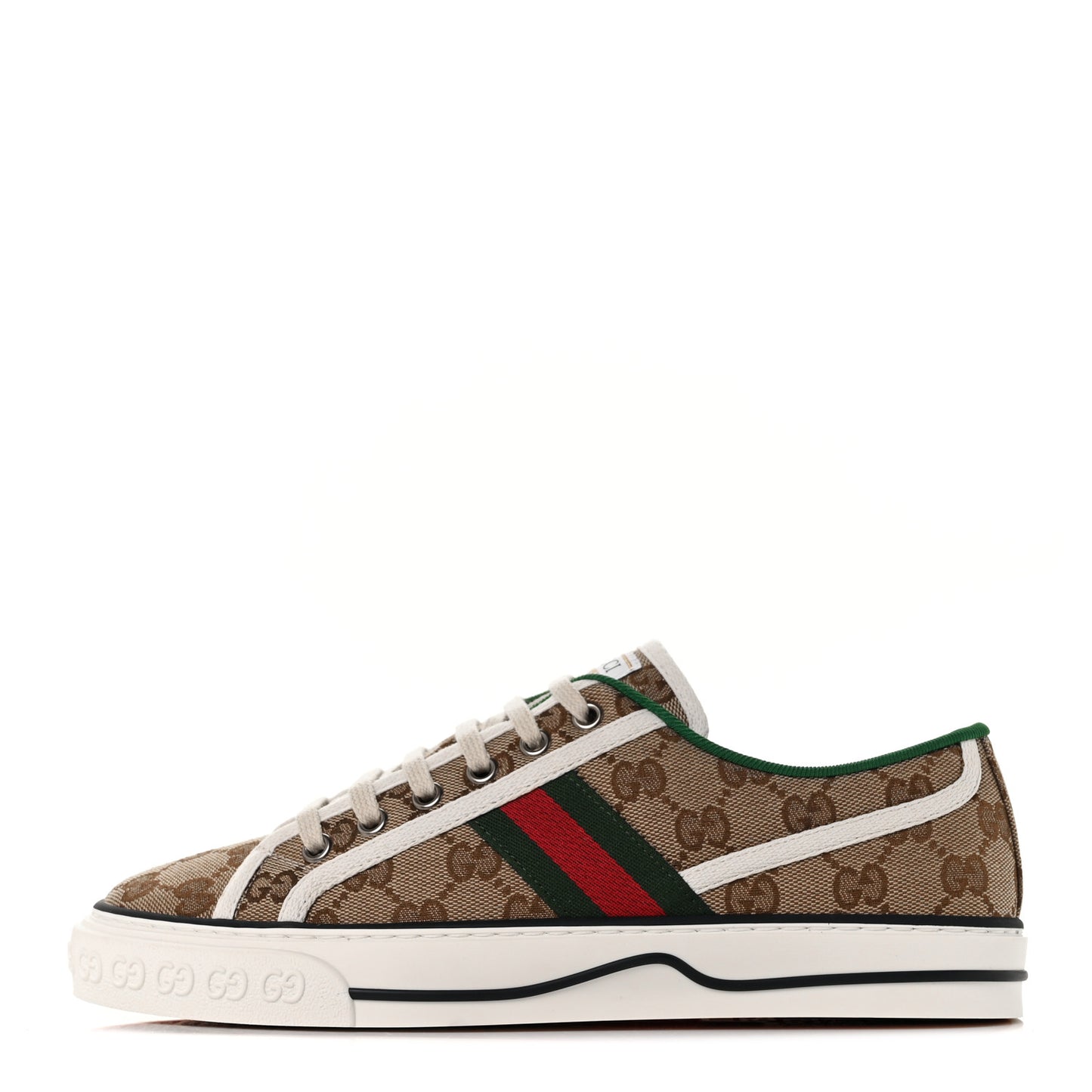 GG Monogram Web Womens 1977 Tennis Sneakers 39.5 Beige Ebony Mystic White