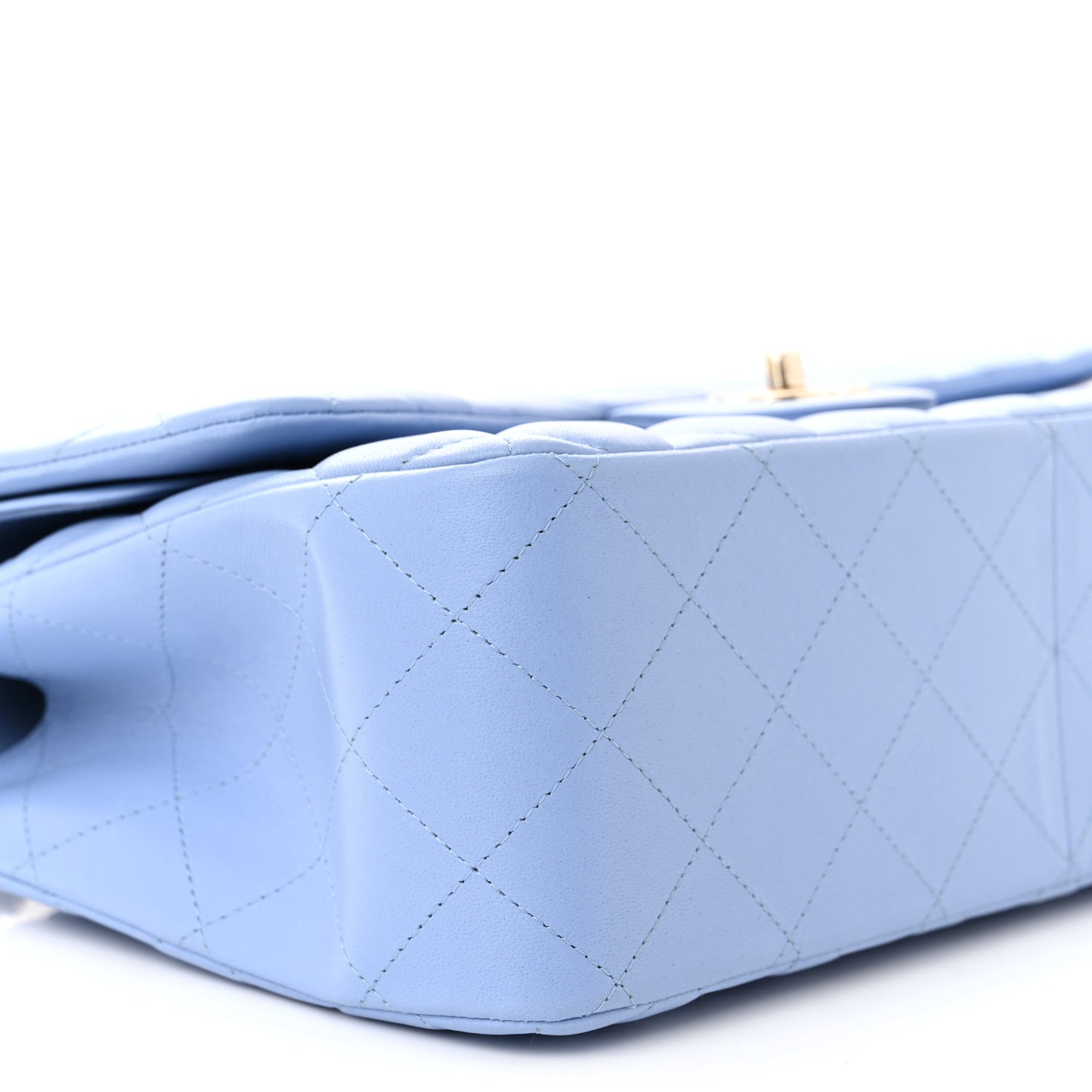 Lambskin Quilted Jumbo Double Flap Light Blue