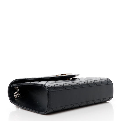 Saint Laurent Grain De Poudre Textured Mixed Matelasse Triquilt Medium Monogram Satchel Black 4 of 12