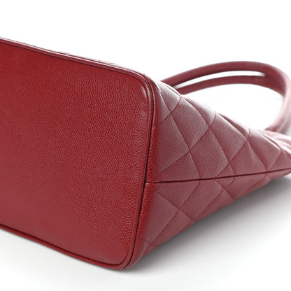 Chanel Caviar Quilted Medallion Tote Red 10 of 11