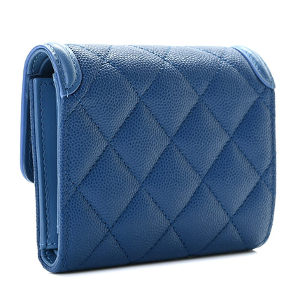 Chanel Caviar Quilted Small Filigree Flap Card Holder Dark Blue 3 of 8