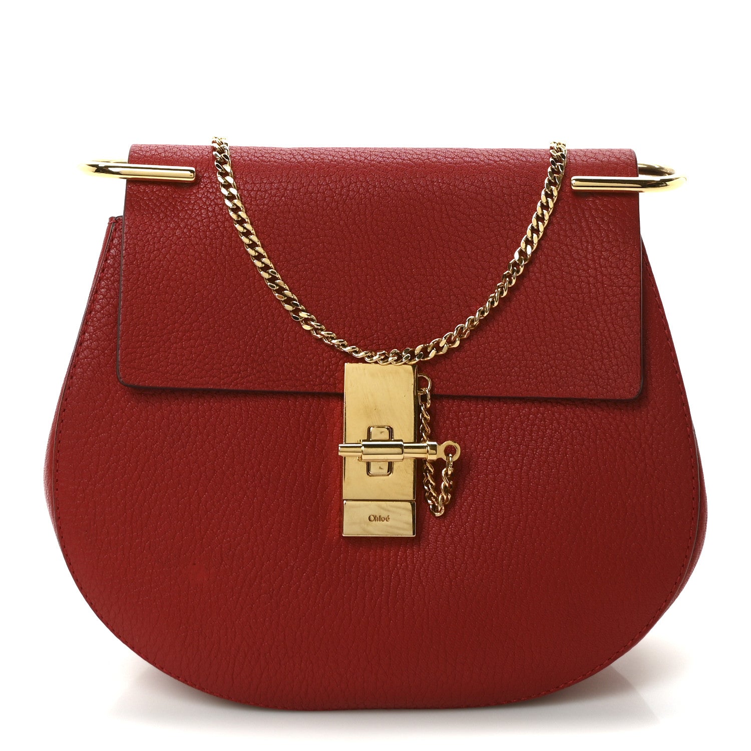 Chloe Grained Lambskin Drew Shoulder Bag Plaid Red 1 of 9