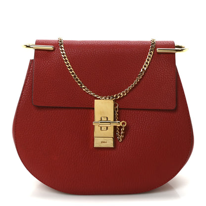 Chloe Grained Lambskin Drew Shoulder Bag Plaid Red 1 of 9