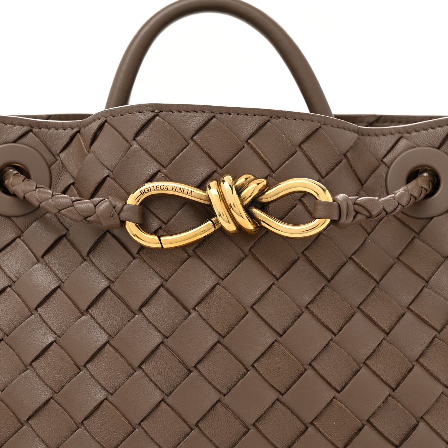 Nappa Intrecciato Small Andiamo Shoulder Bag Taupe Grey