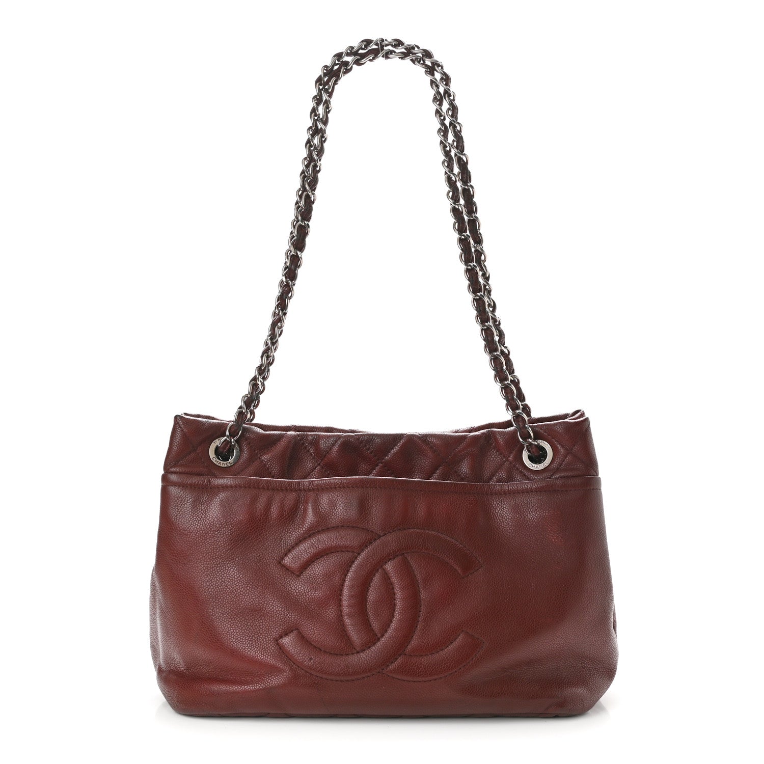 Chanel Caviar Quilted Large Timeless CC Soft Tote Dark Red 1 of 11