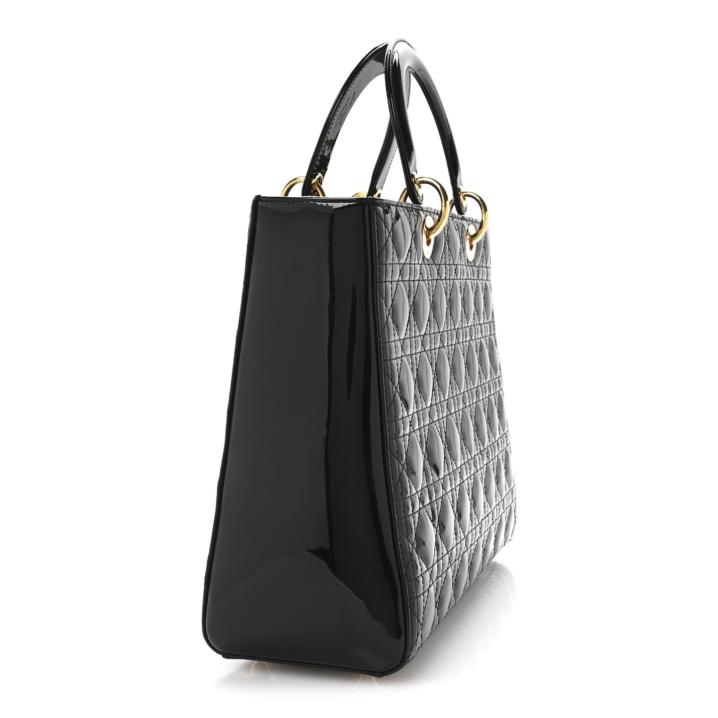 Patent Cannage Large Lady Dior Black