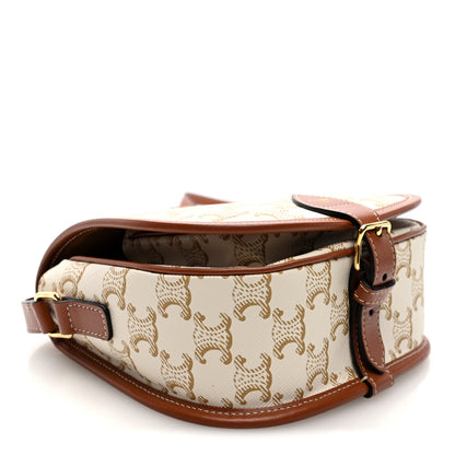 Celine Triomphe Canvas Medium Folco Bag White 4 of 9