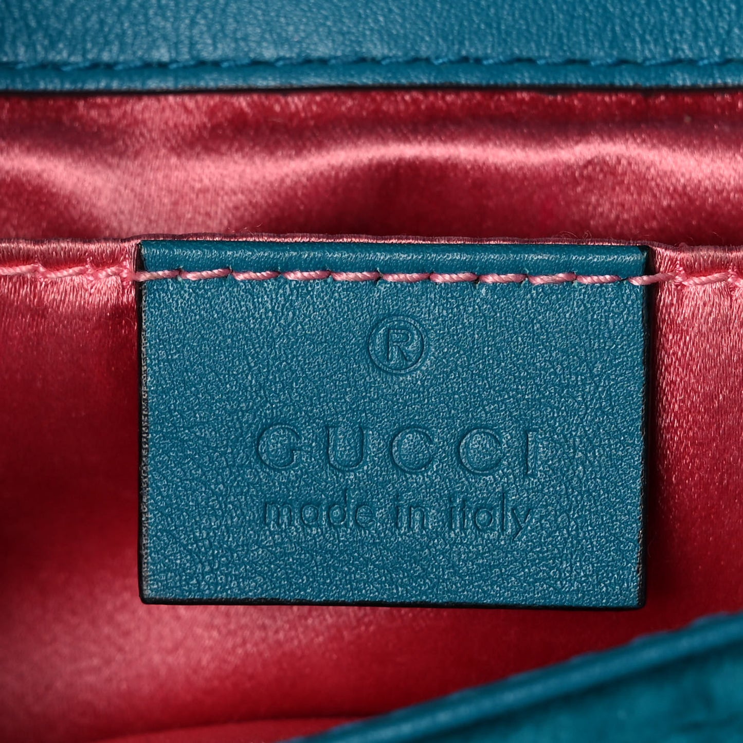 Velvet Matelasse Mini GG Marmont Shoulder Bag Pavone Cyan