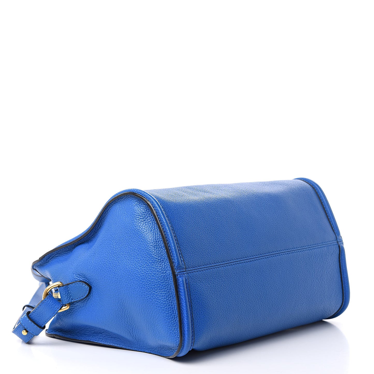 Pebbled Calfskin Small Skull Padlock Zip Around Tote Blue