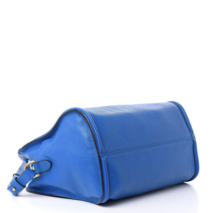 Alexander McQueen Pebbled Calfskin Small Skull Padlock Zip Around Tote Blue 4 of 13