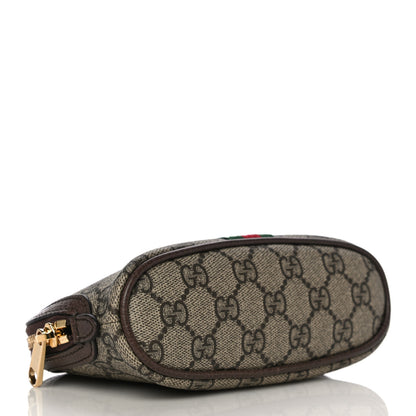 Gucci GG Supreme Monogram Textured Calfskin Web Medium Ophidia Cosmetic Case Beige Ebony New Acero 4 of 10