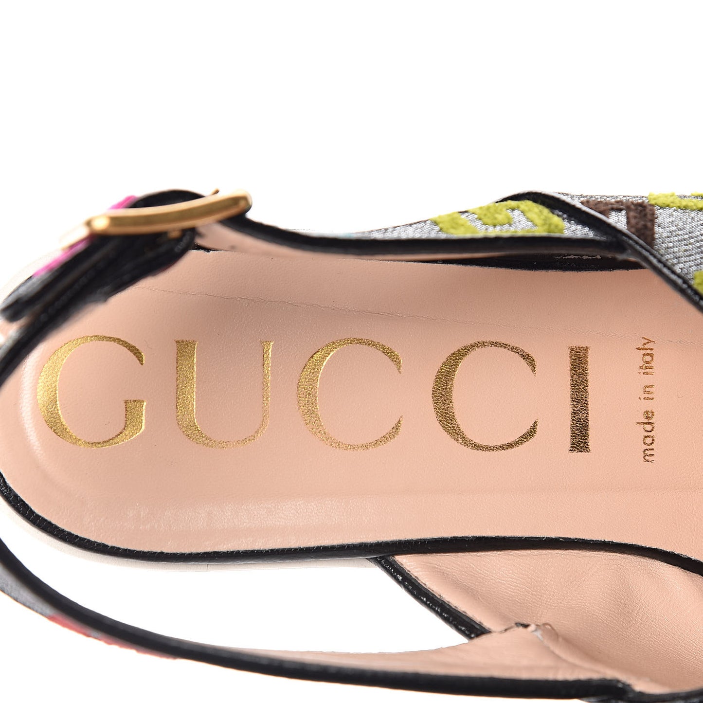Velvet Lurex Square G Crossover Platform Sandals 40 Silver Multicolor