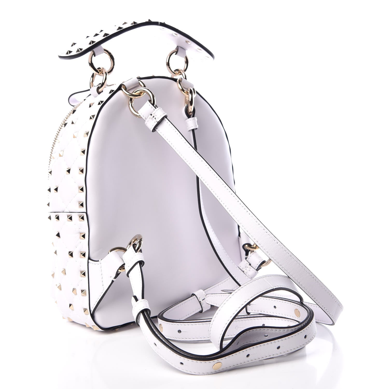 Valentino Garavani Lambskin VLTN Print Quilted Mini Rockstud Spike Backpack White 3 of 8