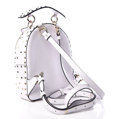 Valentino Garavani Lambskin VLTN Print Quilted Mini Rockstud Spike Backpack White 3 of 8