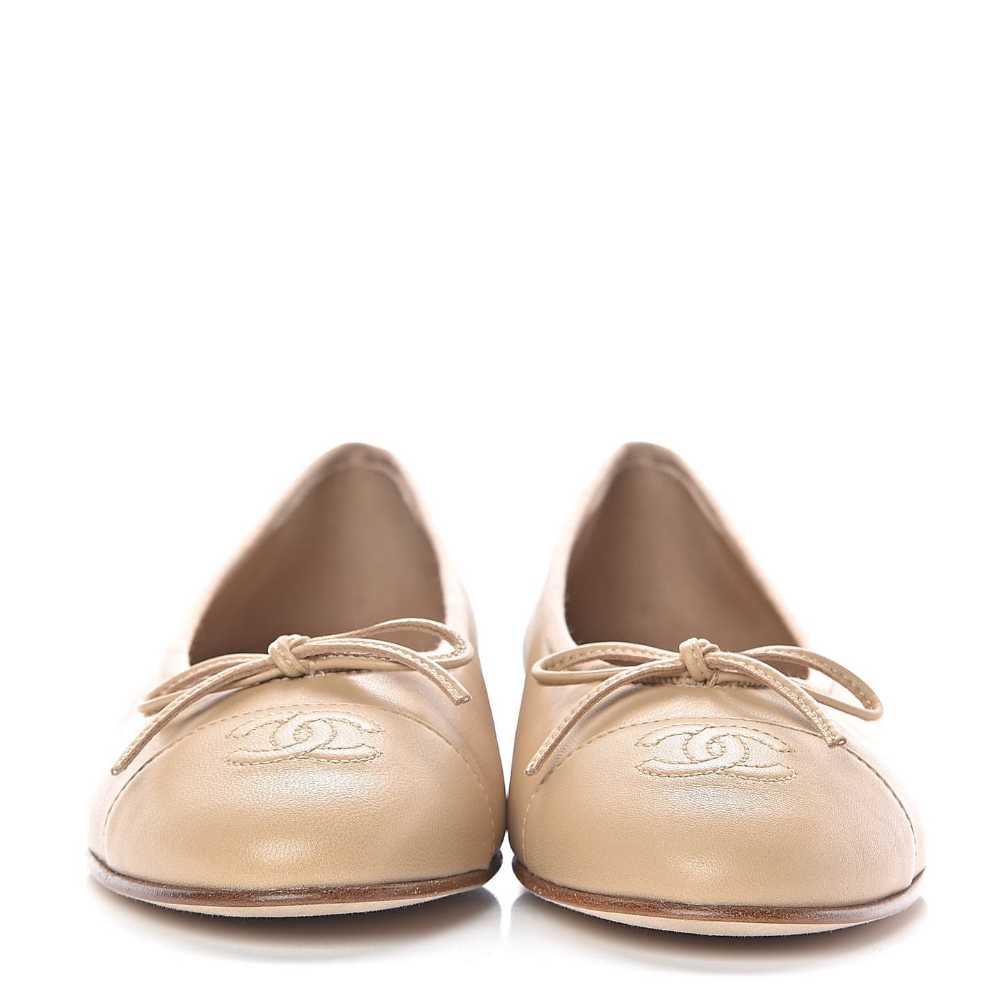 Lambskin Cap Toe CC Ballerina Flats 36.5 Beige