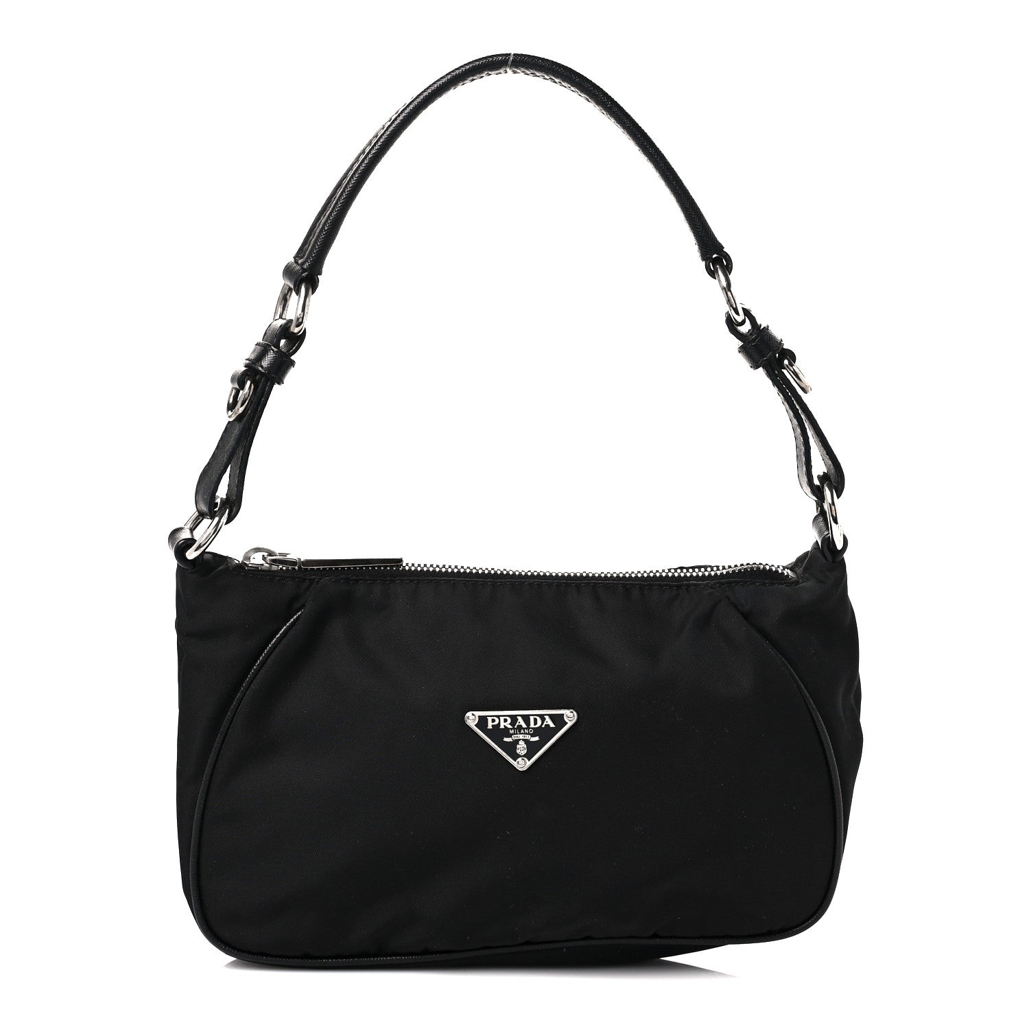 Prada Tessuto Nylon Saffiano Pochette Black 1 of 9