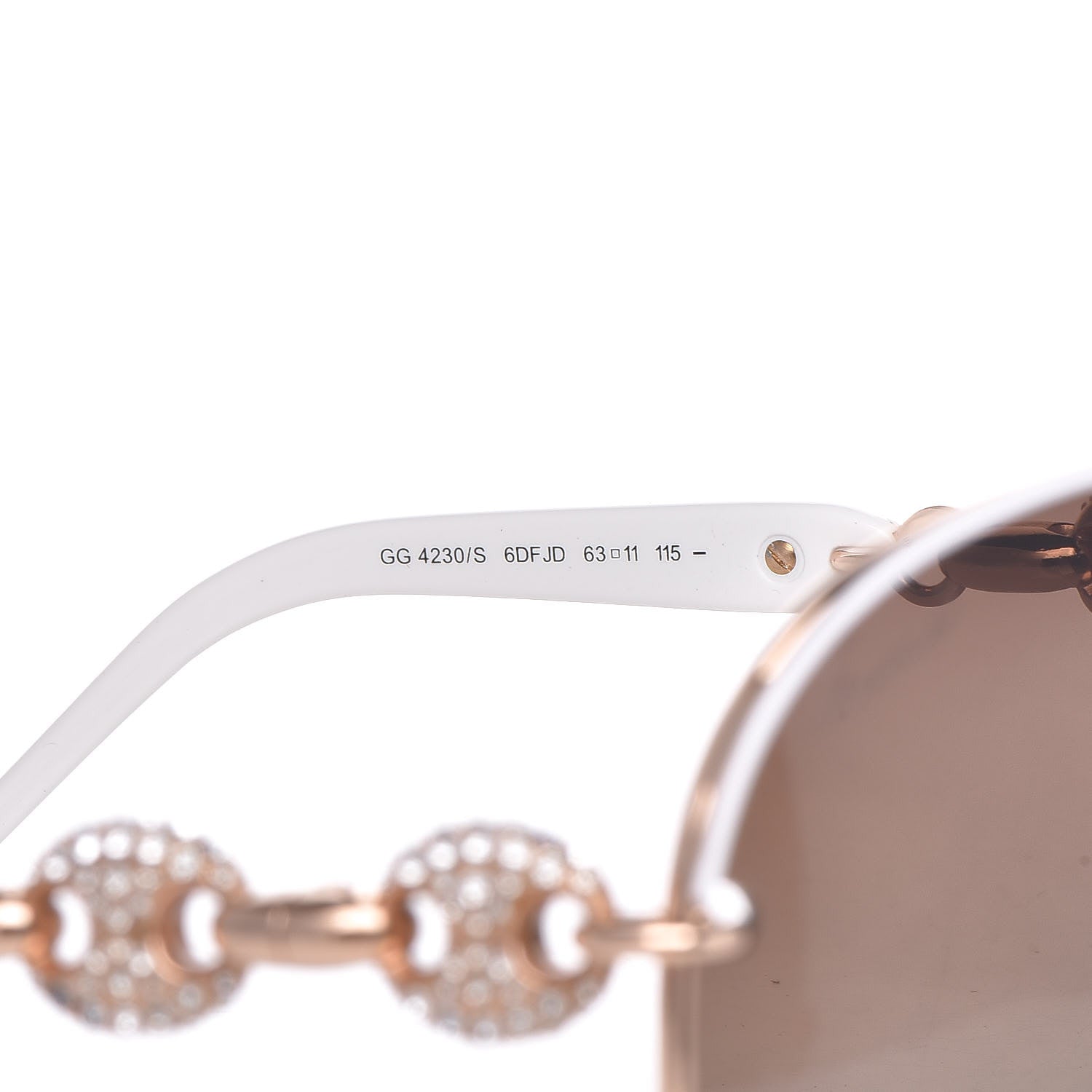 Gucci Crystal Marina Chain Aviator Sunglasses 4230/S White 6 of 7