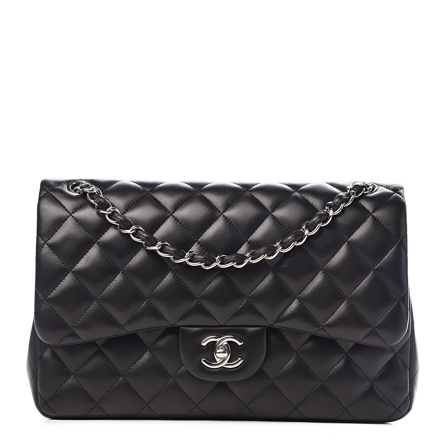 Chanel Lambskin Quilted Jumbo Double Flap Black 1 of 12