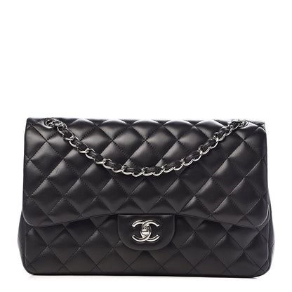 Chanel Lambskin Quilted Jumbo Double Flap Black 1 of 12