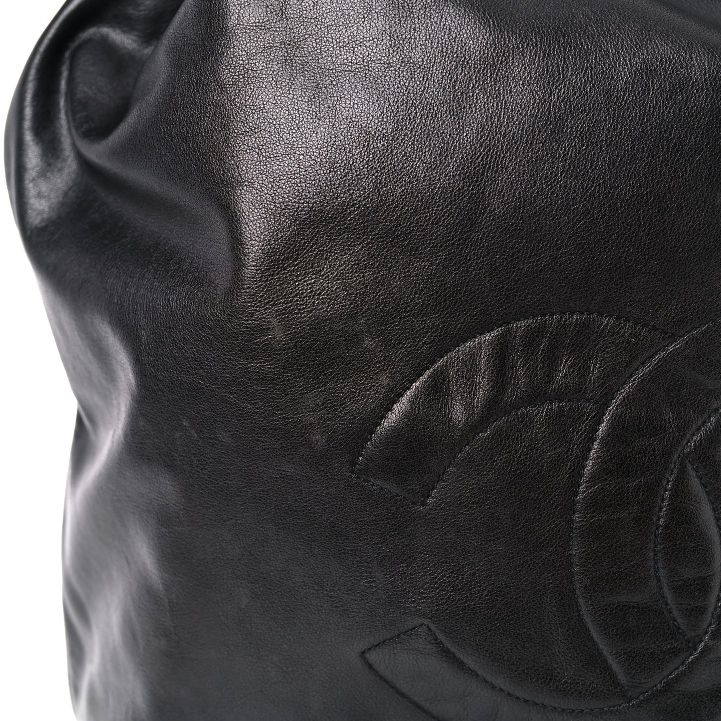 Lambskin Drawstring Sling Backpack Black