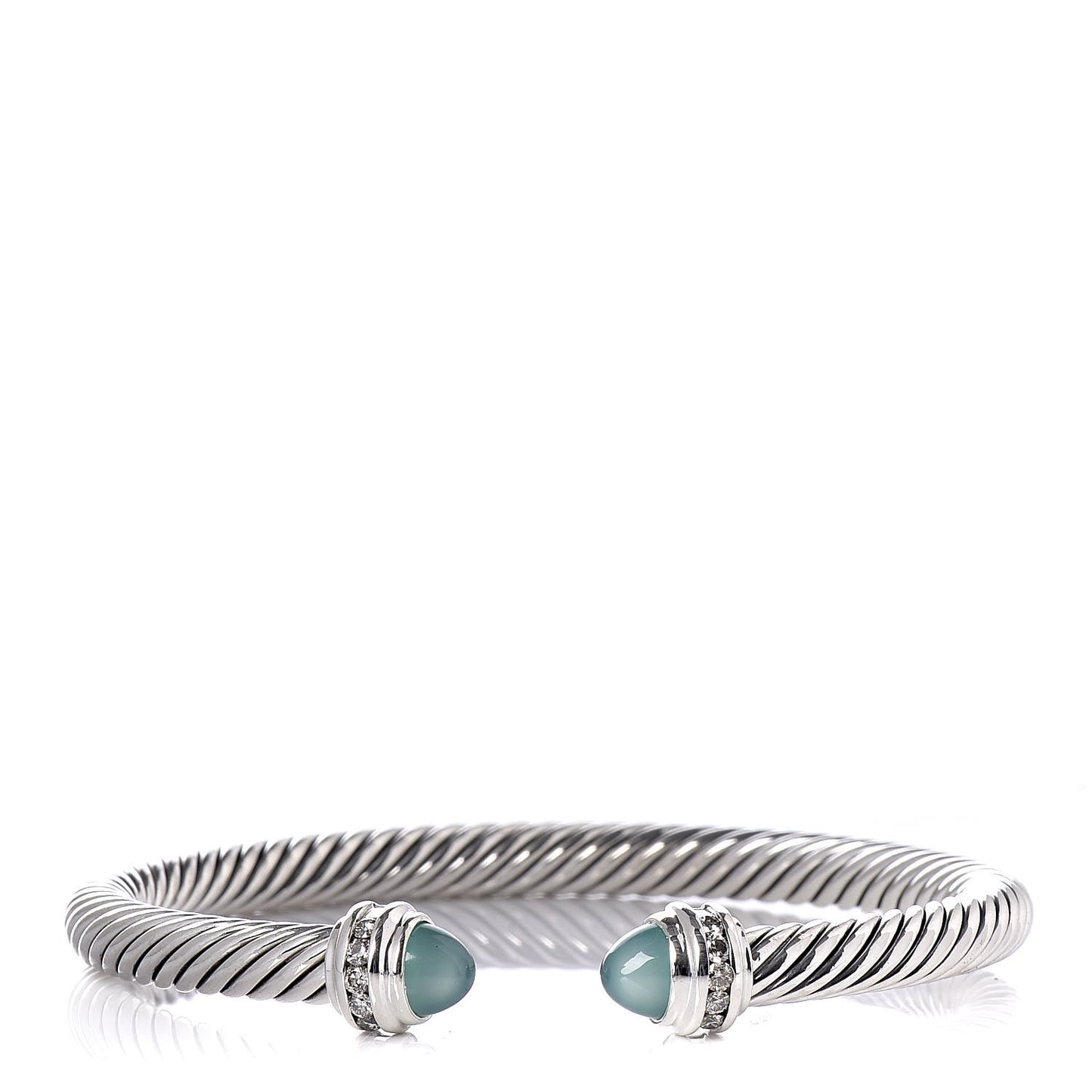 Sterling Silver Aqua Chalcedony 5mm Cable Classics Bracelet