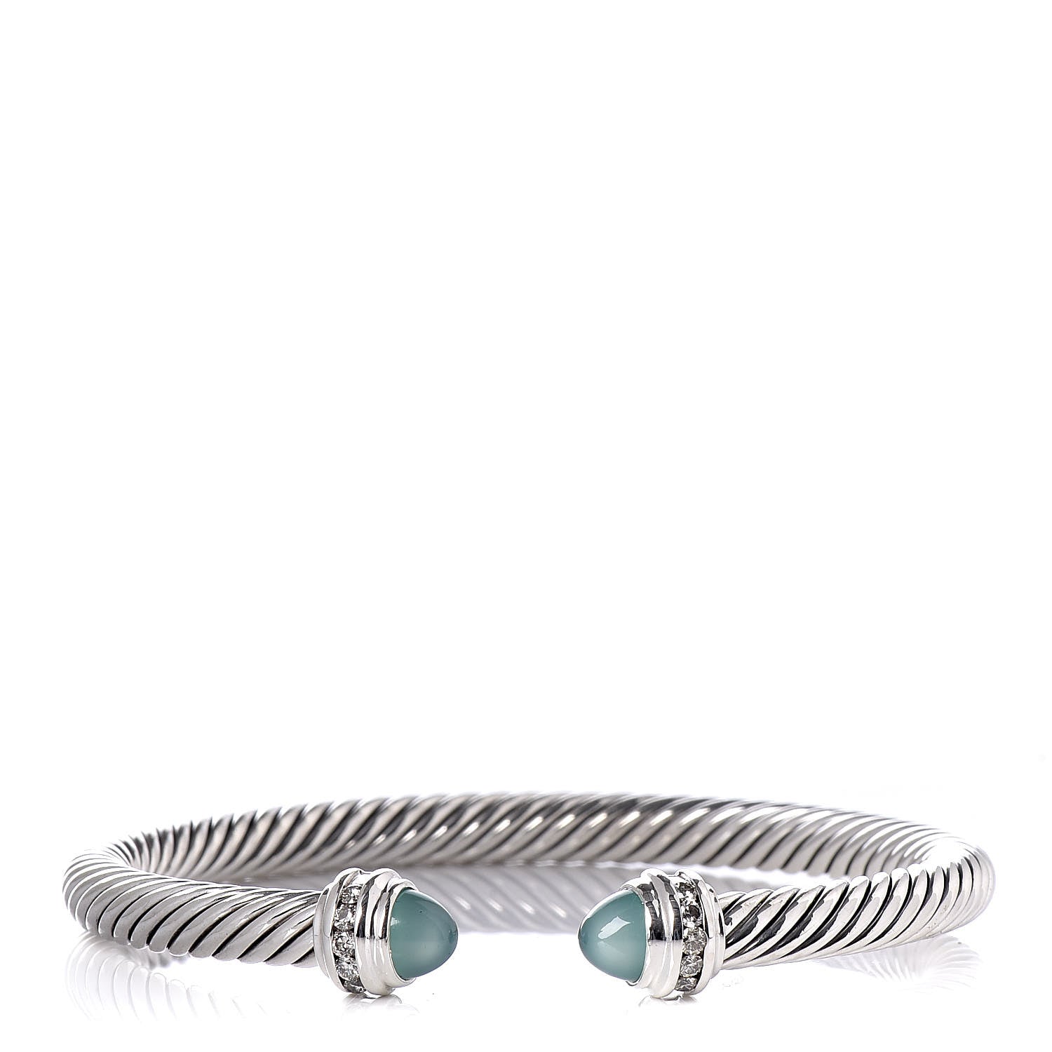 David Yurman Sterling Silver Aqua Chalcedony 5mm Cable Classics Bracelet 1 of 5