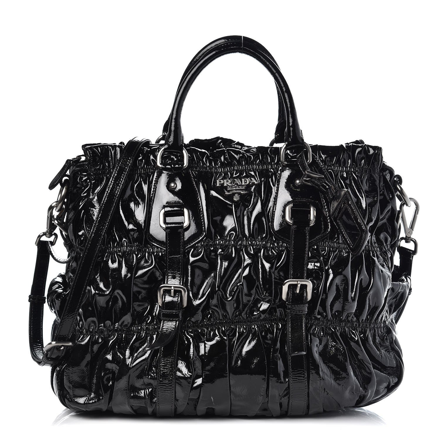 Prada Vernice Gaufre Tote Black 1 of 12