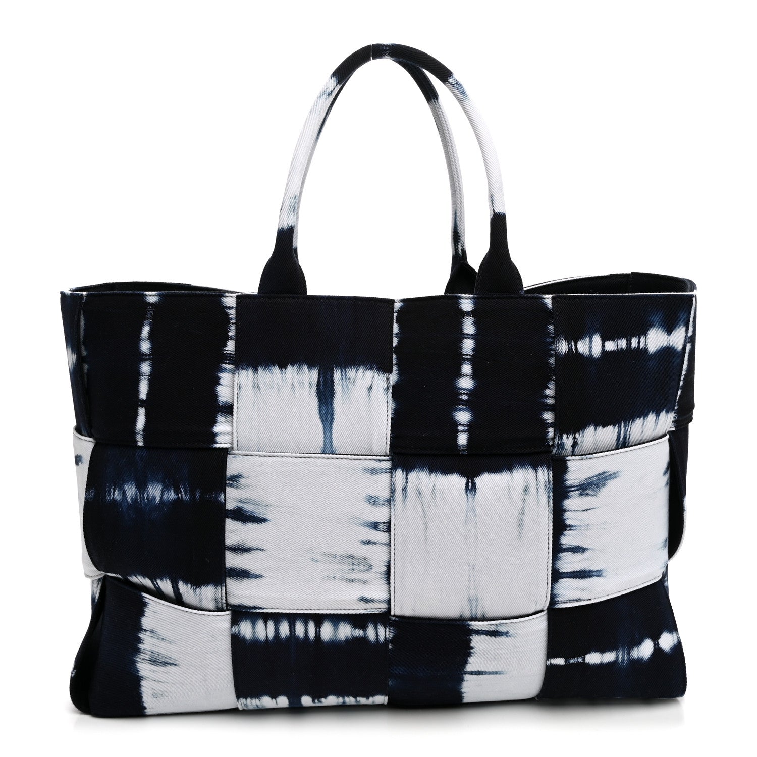 Bottega Veneta Denim Tie Dye Maxi Intrecciato Large Arco Tote Navy White 1 of 11