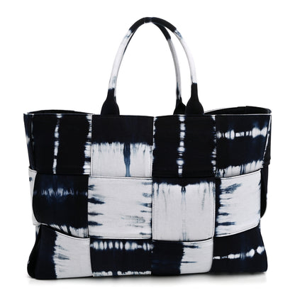 Bottega Veneta Denim Tie Dye Maxi Intrecciato Large Arco Tote Navy White 1 of 11