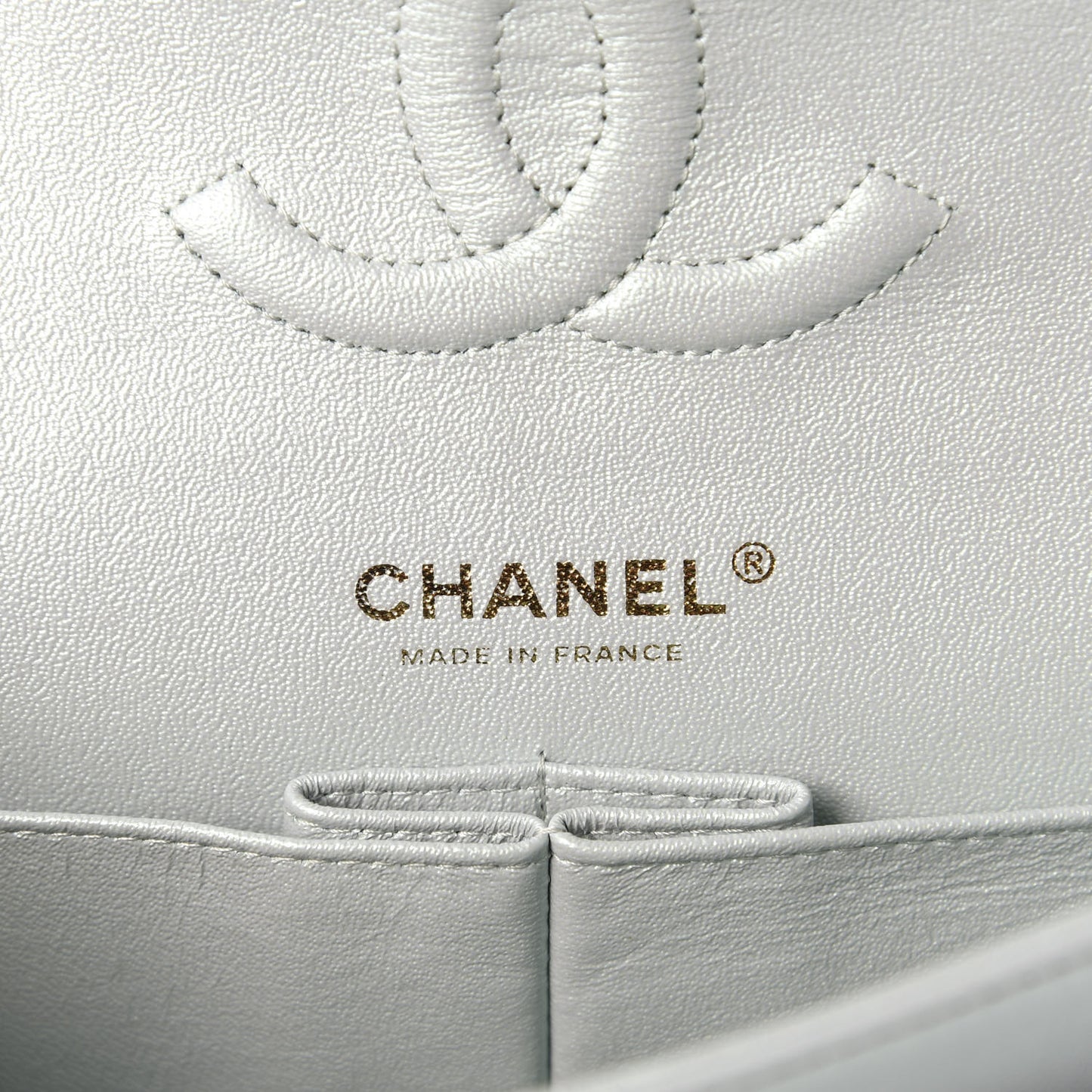 Iridescent Lambskin Quilted Medium Double Flap Light Blue