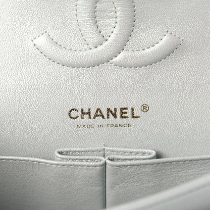 Chanel Iridescent Lambskin Quilted Medium Double Flap Light Blue 8 of 11