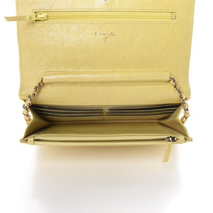 Chanel Iridescent Caviar Quilted Wallet on Chain WOC Yellow 5 of 12