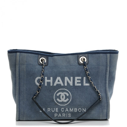 Chanel Canvas Small Deauville Tote Denim Blue 1 of 7