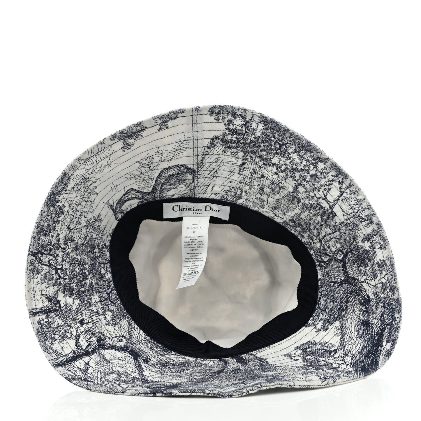 Cotton Toile De Jouy Bucket Hat 57 Blue