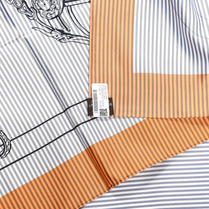 Hermes Silk Carre Eyeliner Brides De Gala Scarf 90 Orange Blue Black 3 of 3