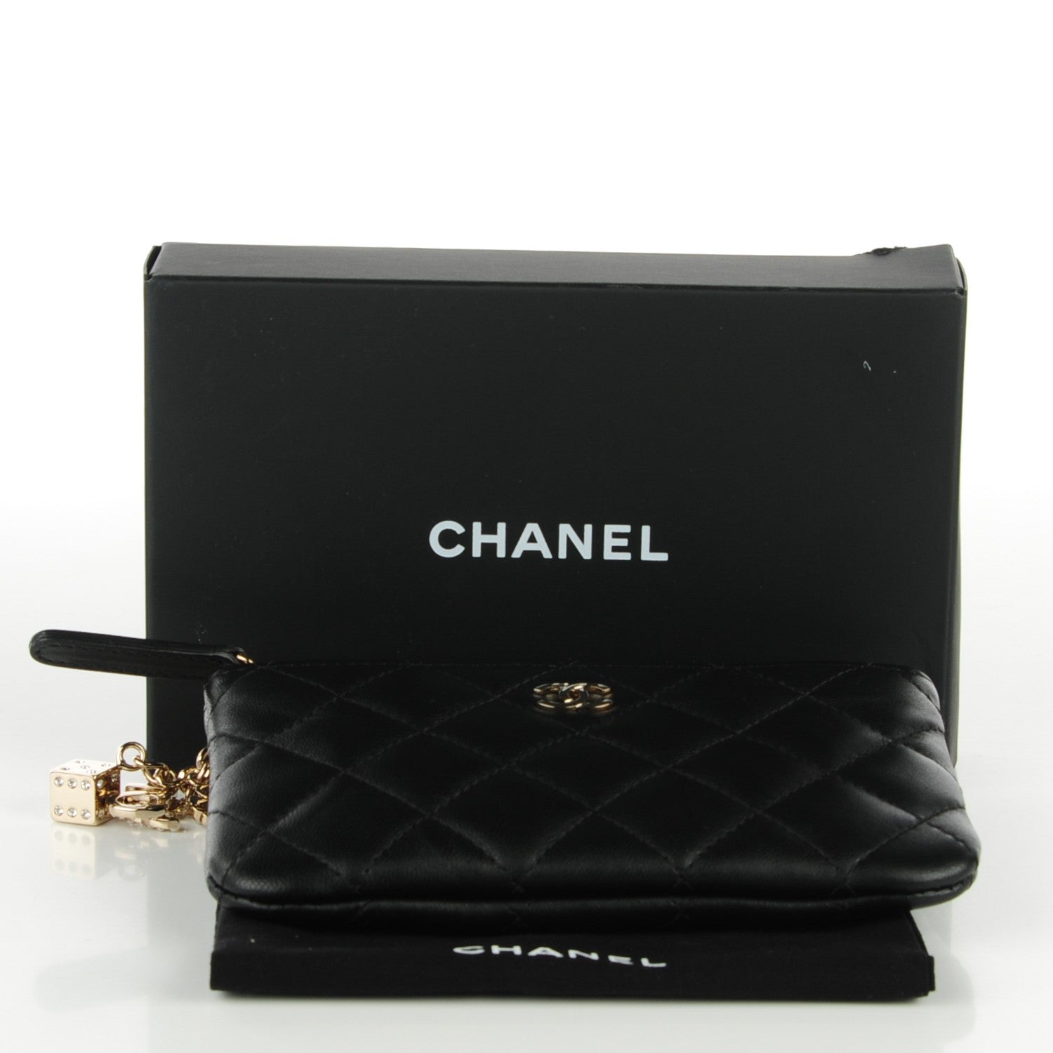 Chanel Lambskin Quilted Zip Casino Coin Purse Black 4 of 7