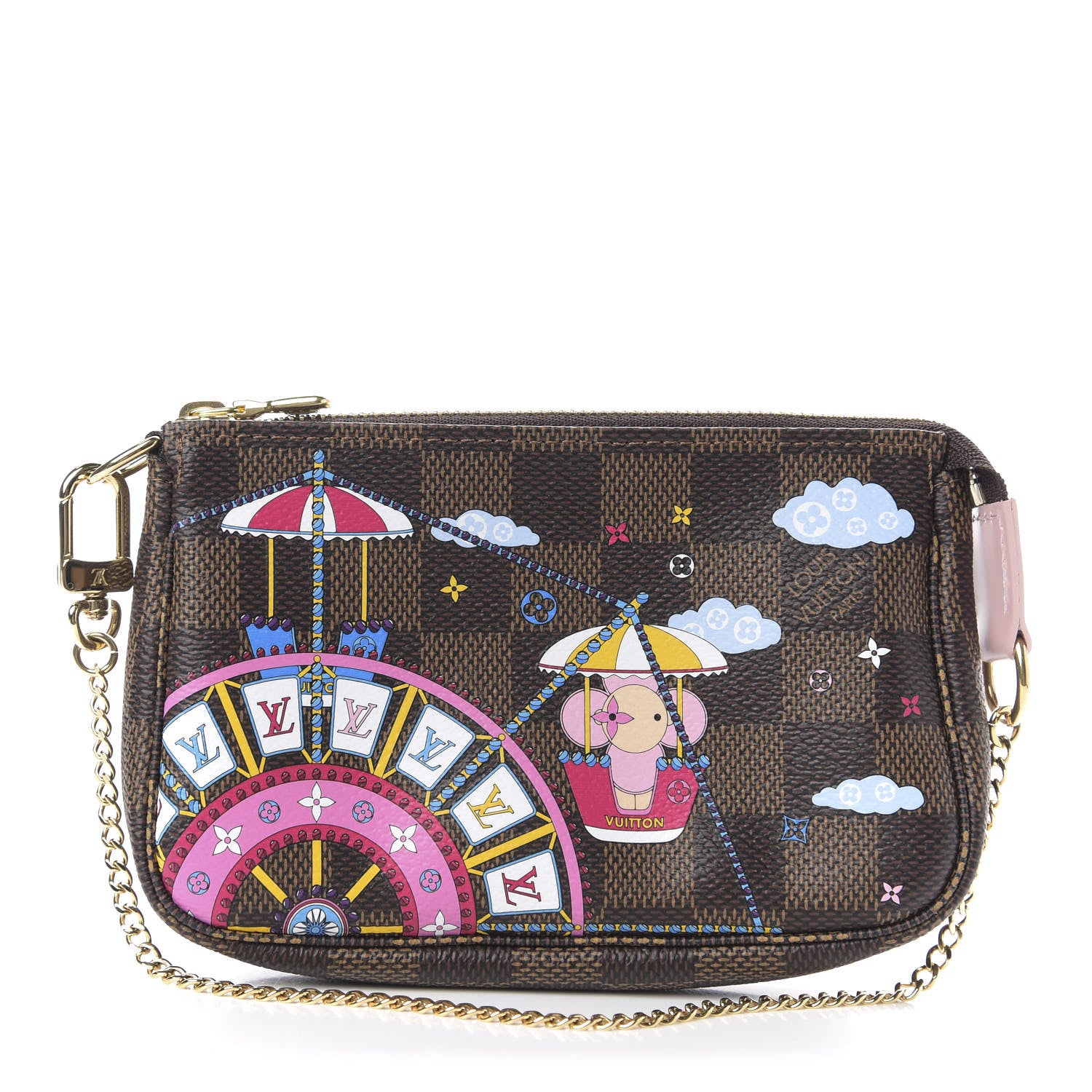 Louis Vuitton Damier Ebene 2020 Christmas Animation Big Wheel Mini Pochette Accessories Rose Ballerine 1 of 6