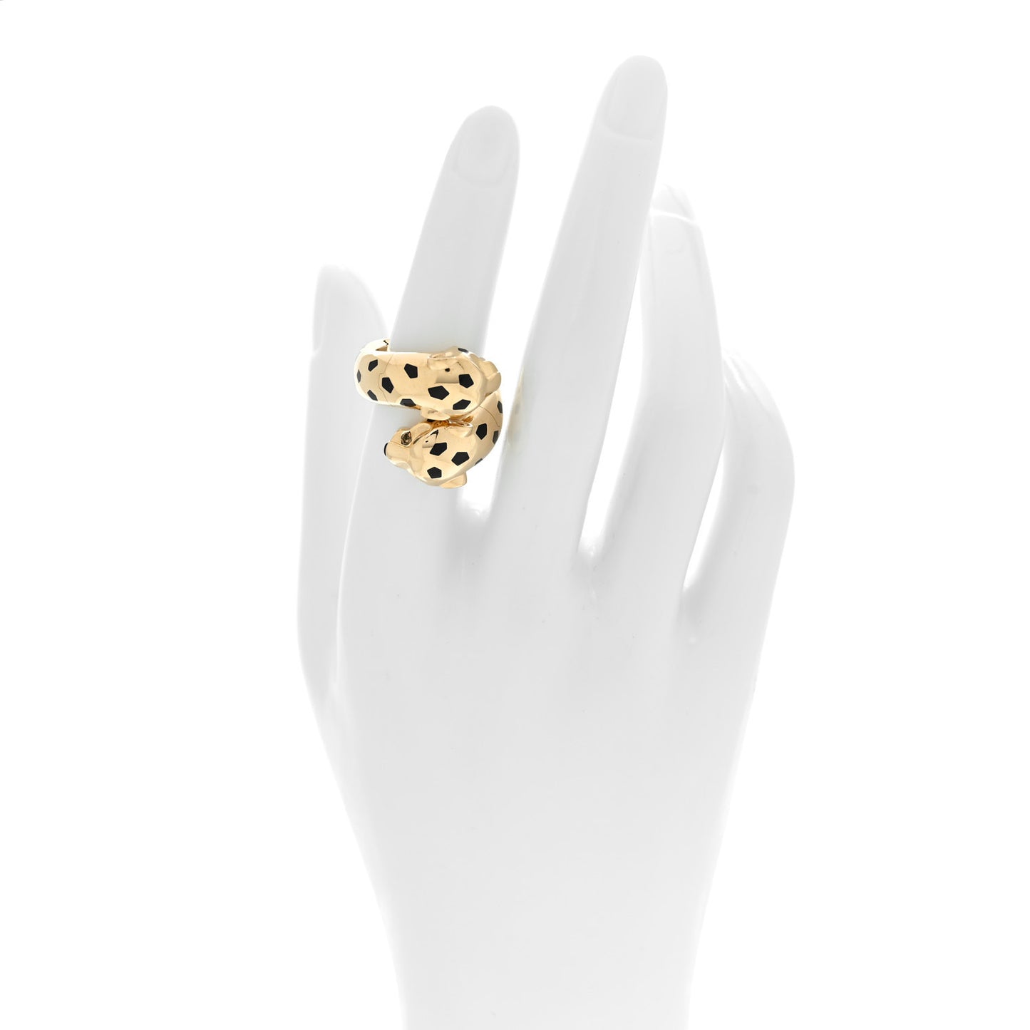 18K Yellow Gold Tsavorite Black Onyx Black Lacquer Panthere De Cartier Articulated Ring
