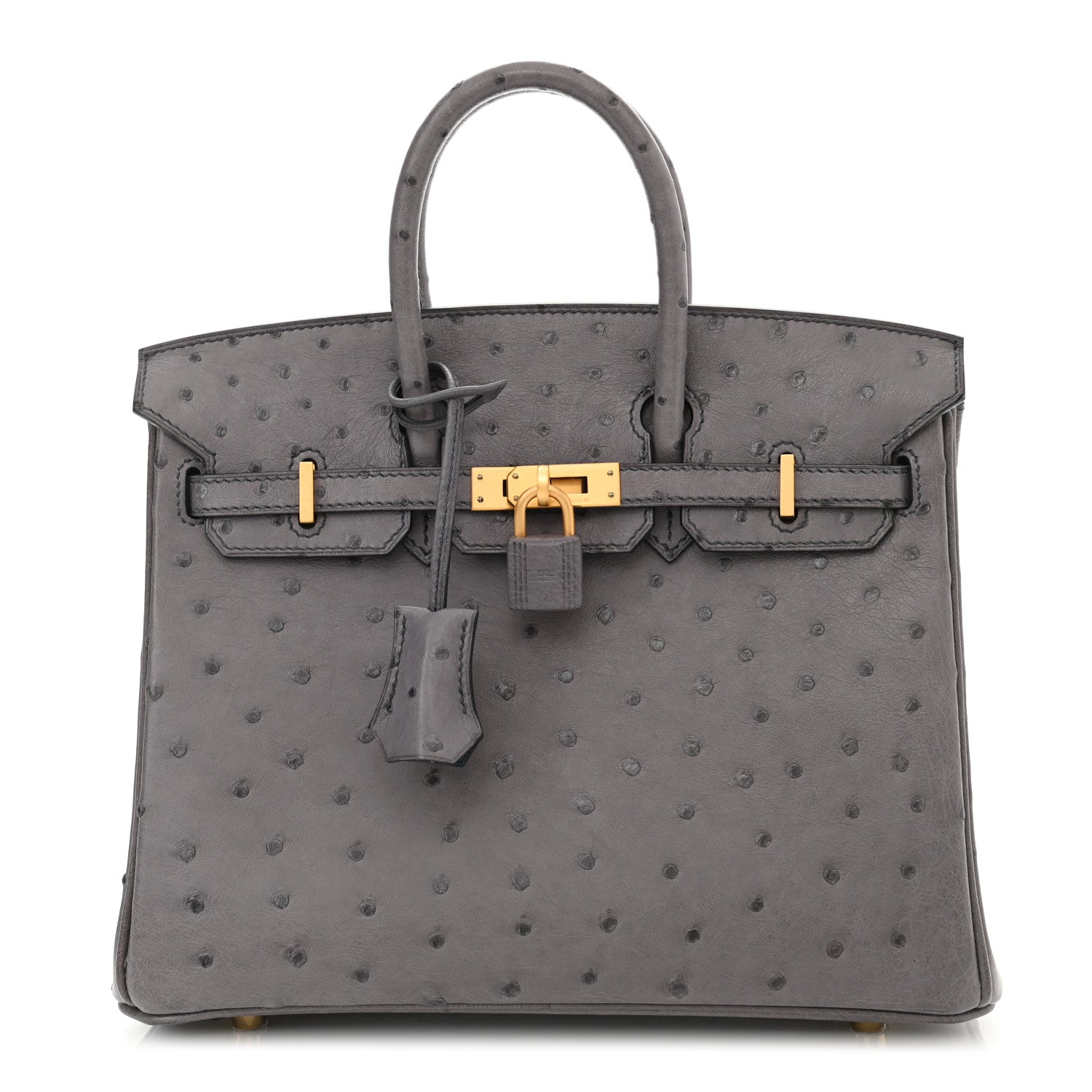 Hermes Ostrich Horseshoe Birkin 25 Gris Agate Bleu De Malte 1 of 11