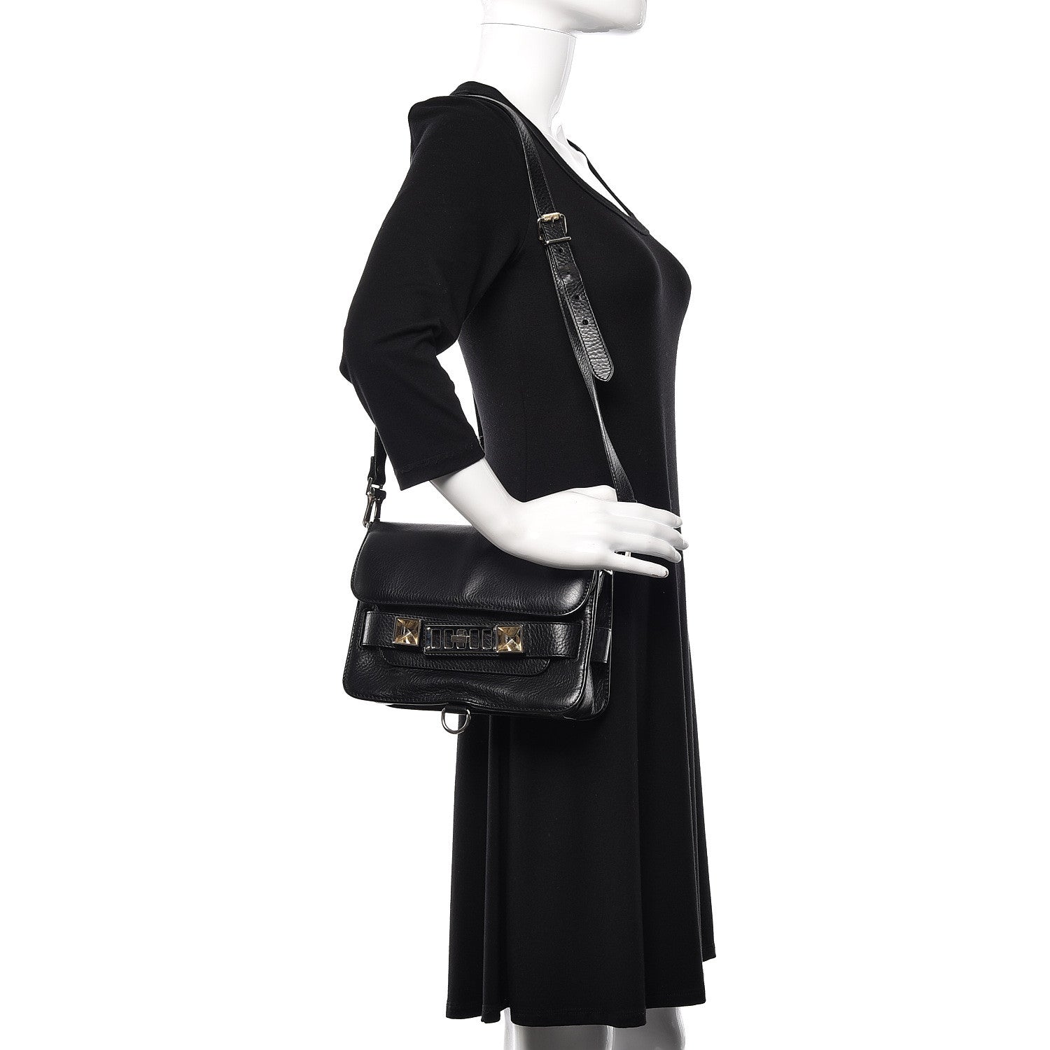 Proenza Schouler Pebbled Calfskin Mini PS11 Classic Shoulder Bag Black 2 of 13