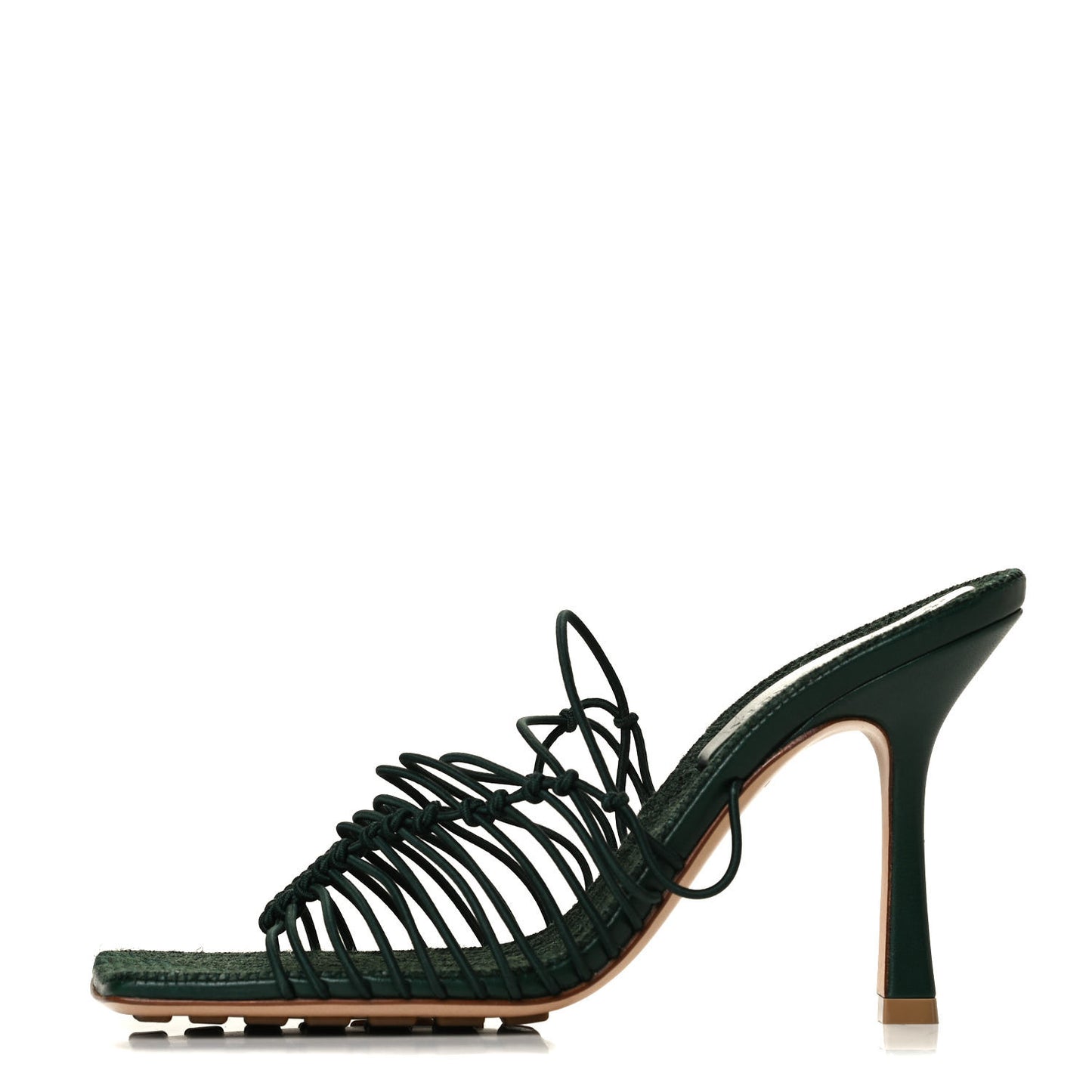 Raffia Elasticized Stretch Mule Sandals 36.5 Emerald Green