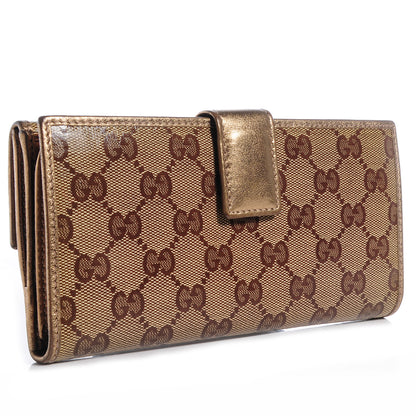 Gucci Crystal Monogram Metal Bar Continental Flap Wallet Gold 3 of 8